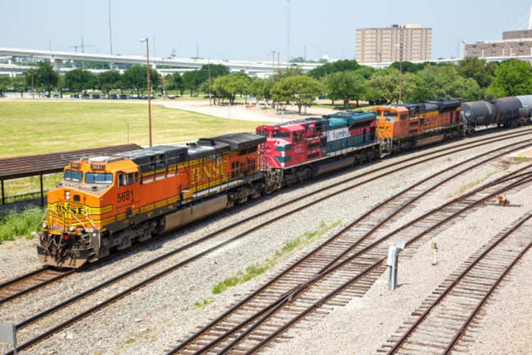 BNSF Railway freight train in Dallas, United States