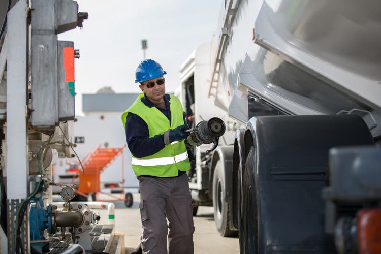 Engineer transferring fuel