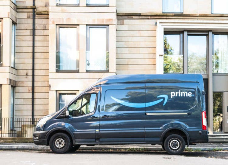 Amazon delivery van on the street
