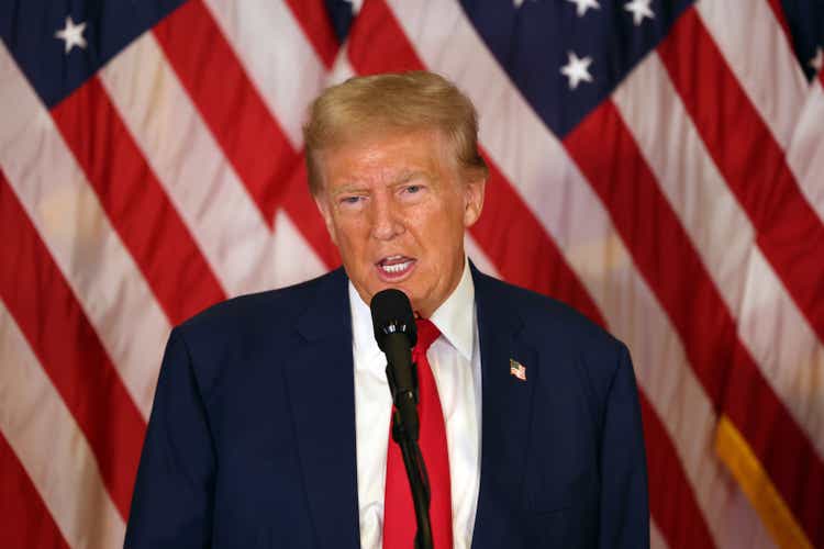 Former President Donald Trump Holds A Press Conference In New York