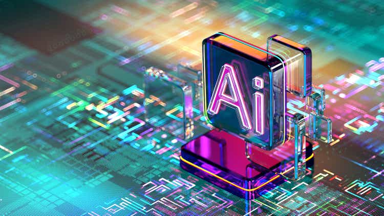 Digital abstract CPU. AI - Artificial Intelligence and machine learning concept