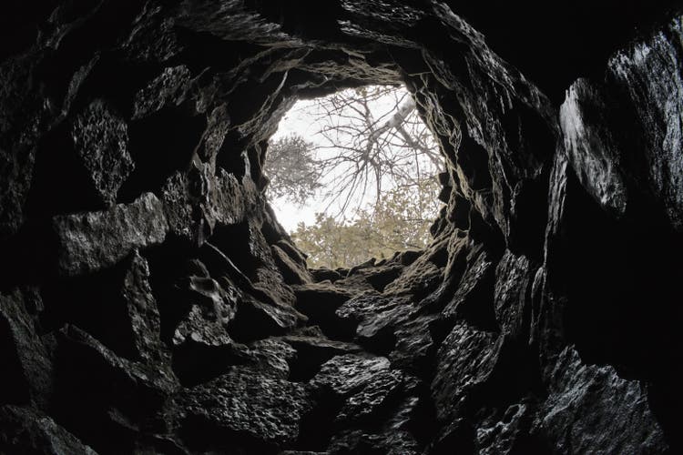 View from the bottom od the old scary well.