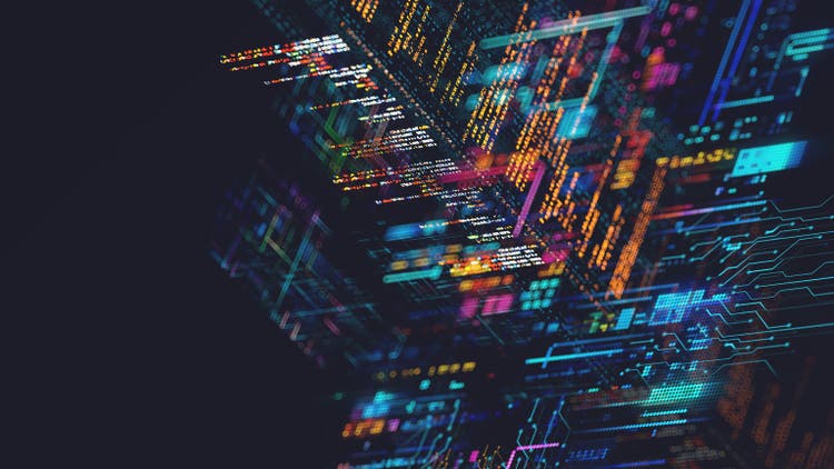 AI - Artificial Intelligence - concept CPU quantum computing. Digital transformation and big data