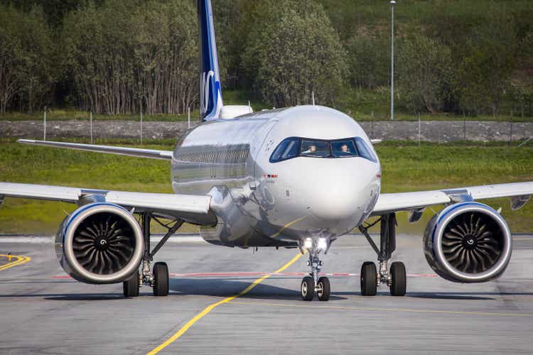 SAS Scandinavian Airlines Airbus A320 arriving in Tromsö after flight from Stockholm