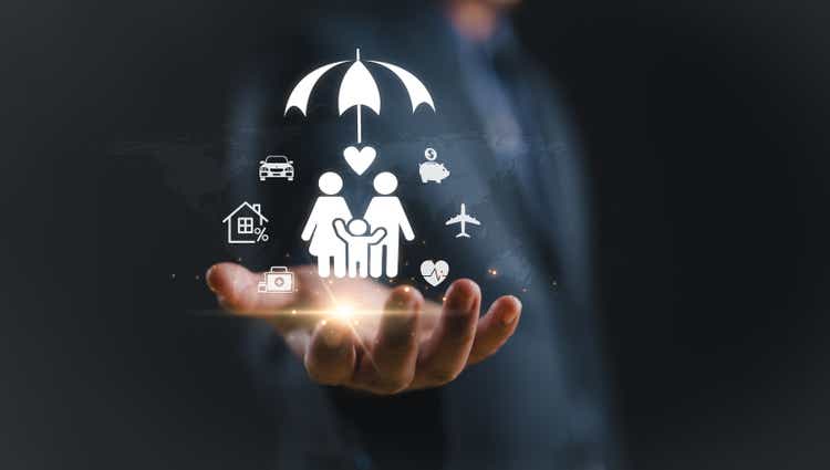 Insurance company clients take out the complete insurance concept. Assurance, insurance, car, real estate and property, travel, finances, health, family, life, accident, and logistics insurance