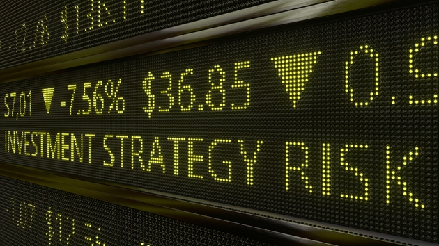 Investment Strategy risk return success Stock market indicators. Digital shares tickers data price display panel trading financial report.