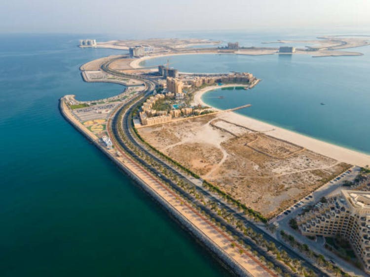 Aerial view of Marjan Island in Ras al Khaimah, UAE