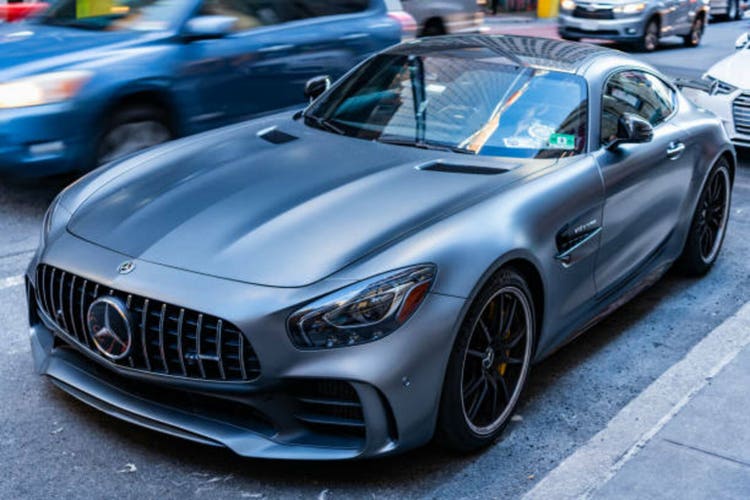 Mercedes Benz AMG GT 2018 sport car, corner view