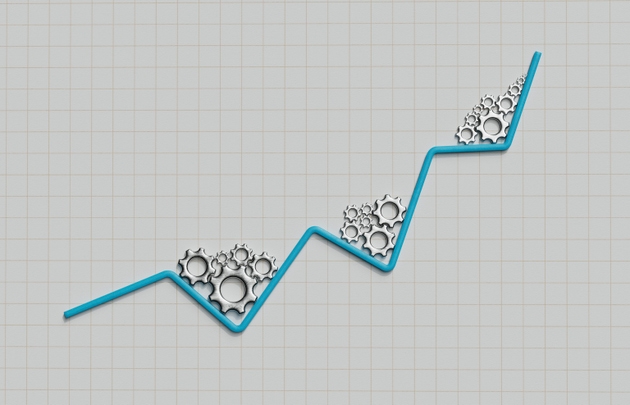 Blue line with cogs and numbers