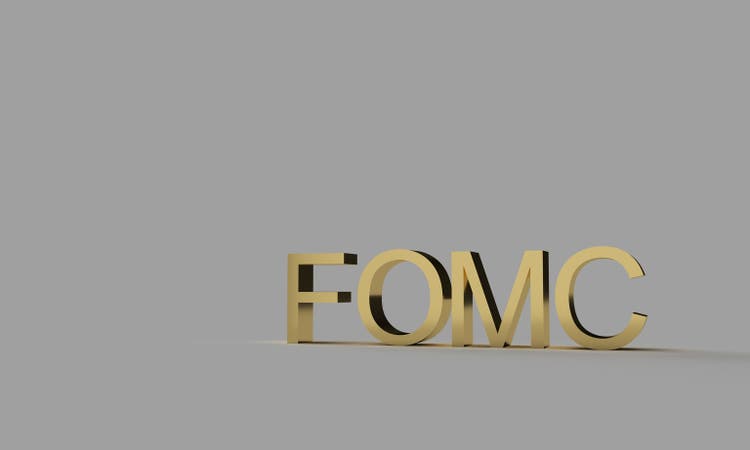FOMC text golden yellow orange color copy space federal open market committee economy interest rate financial business government usa united state american global world meeting fed inflation topic