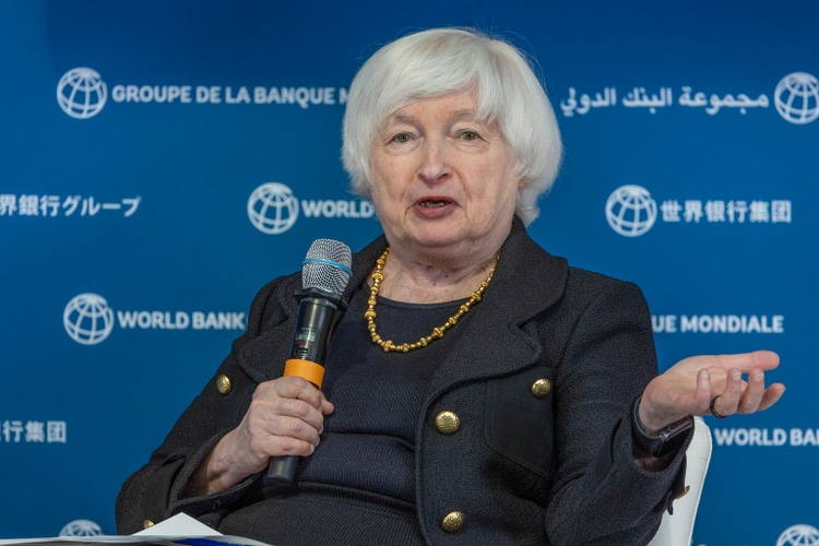 Treasury Secretary Yellen Participates In Fireside Chat With World Bank President Ajay Banga