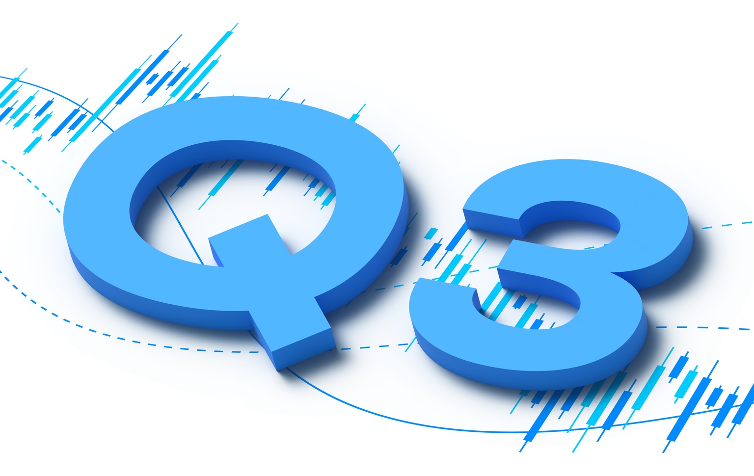Third Quarter Q3 Profits Stock Trading Chart 3D Background