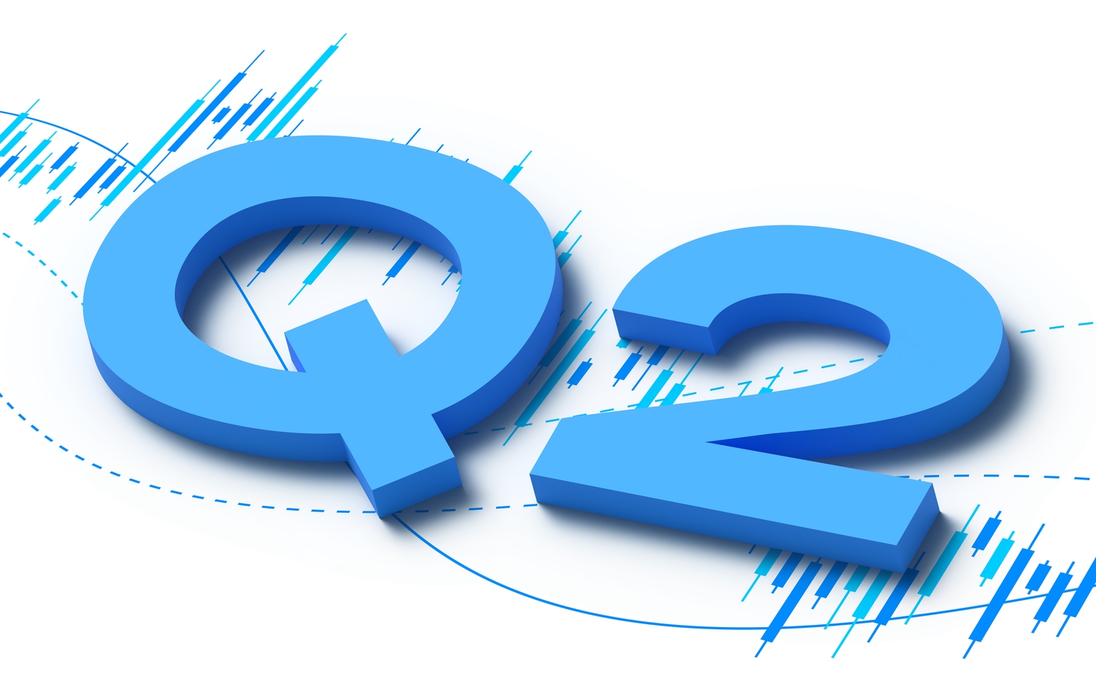 Second Quarter Q2 Profits Stock Trading Chart 3D Background