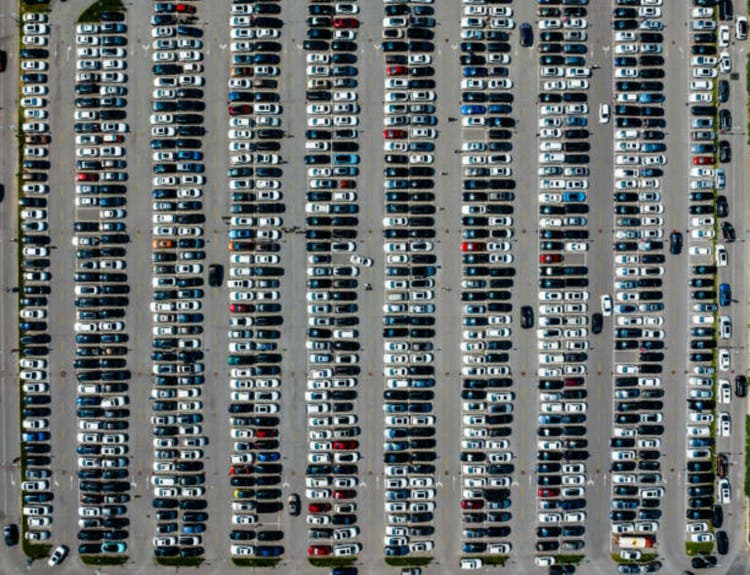 Top View over Outdoor Parking Lots