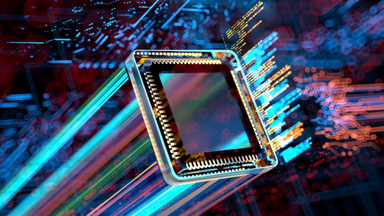 Abstract CPU concept, Artificial Intelligence - innovations and new technology. code and data