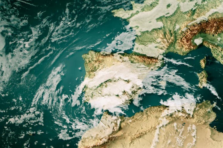 Spain Flash Floods 2024 Cloud Map Iberian Peninsula 3D Render Color