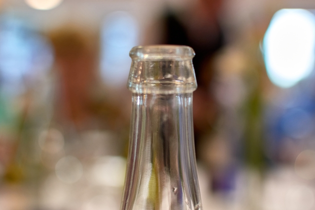 Close-up of a bottle neck with a blurred background