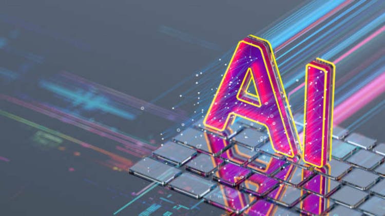 Artificial Intelligence - innovations and new technology. Digital text AI on digital background. Machine Learning Concepts