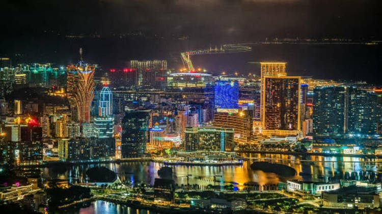 The night view of Macau city in China