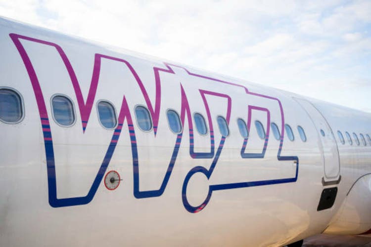 Wizz air passenger jet airplane at Lisbon International Airport.