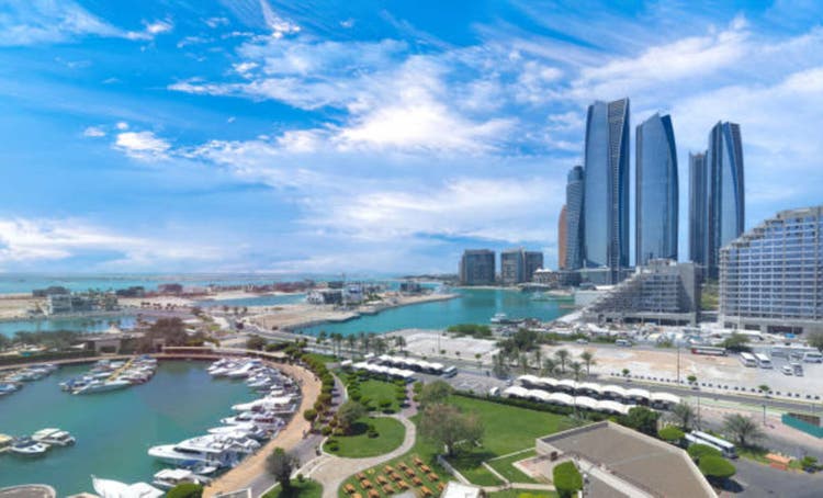 UAE, United Arab Emirates, Abu Dhabi downtown panorama and financial center skyline