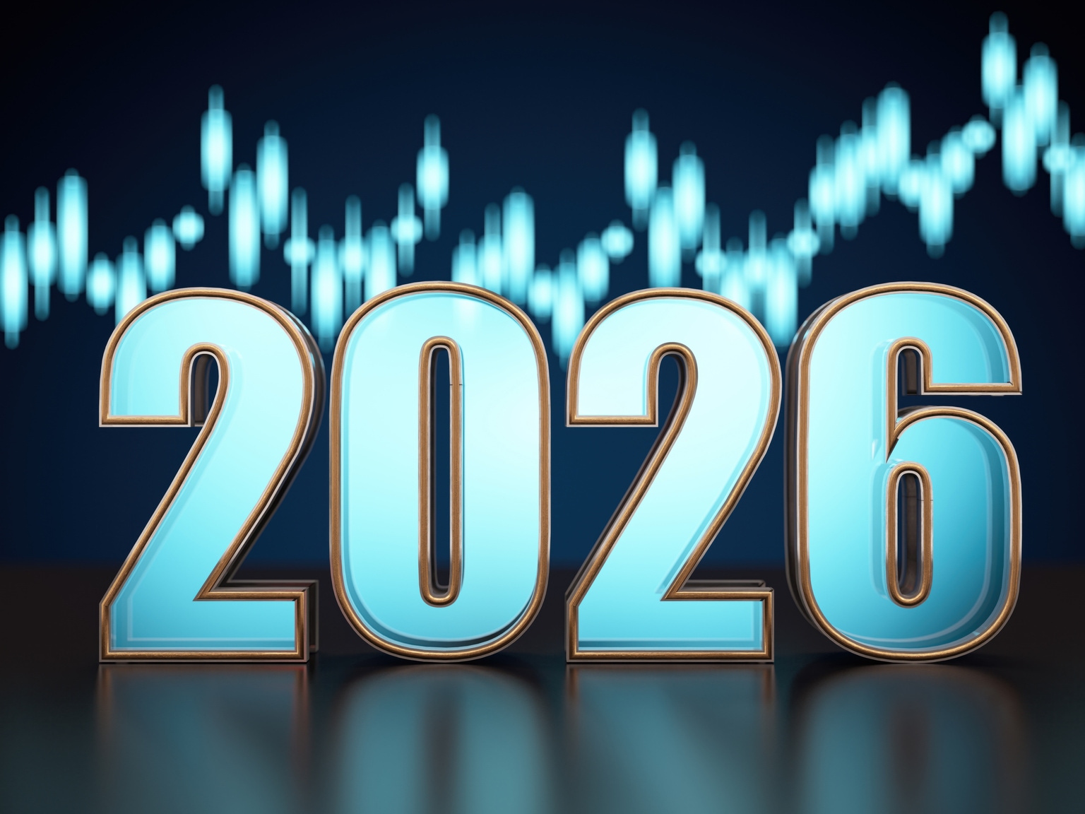 New Year 2026 with Business and Financial and Technical Data Chart