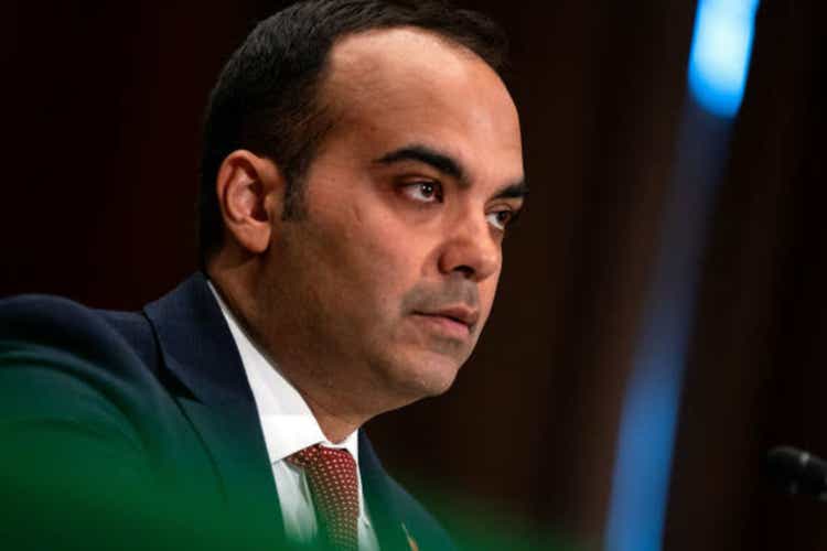 The Director of the Consumer Financial Protection Bureau Rohit Chopra testifies the bank hearing in the Senate