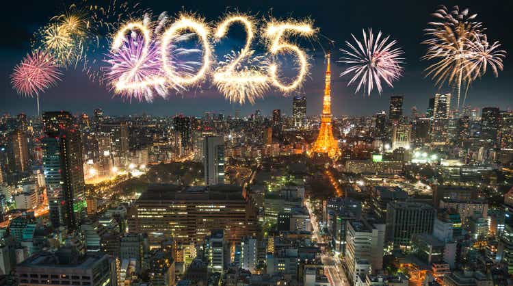 fireworks in Tokyo for the new year"s eve