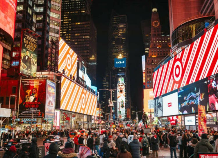 street life at times square at night