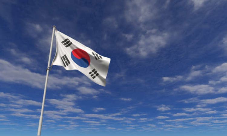 South korea flag country national blue sky background wallpaper copy space government flag pole korean asia government politic cloud independence seoul commonwealth emblem textile celebration freedom