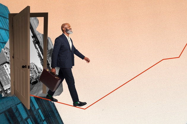 business man walking a tightrope