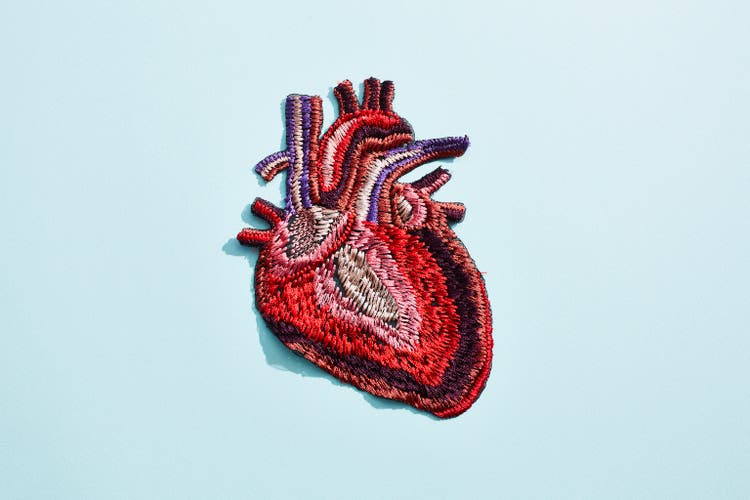 An embroidered human heart