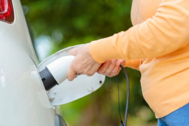 Charging an Electric Car Outdoors