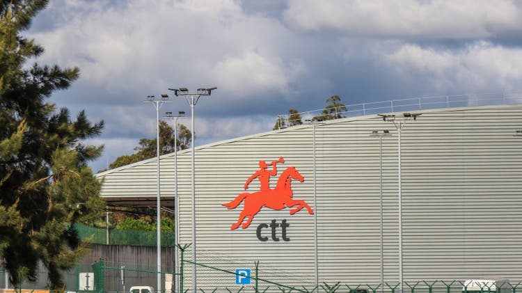 Ctt correios de portugal building at lisbon airport showing iconic logo