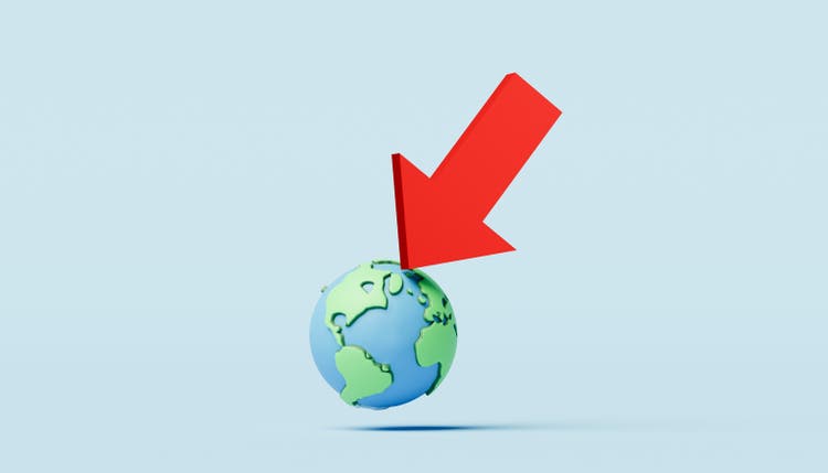 Earth with Red Arrow Pointing to Greenland – Focus on Global Attention