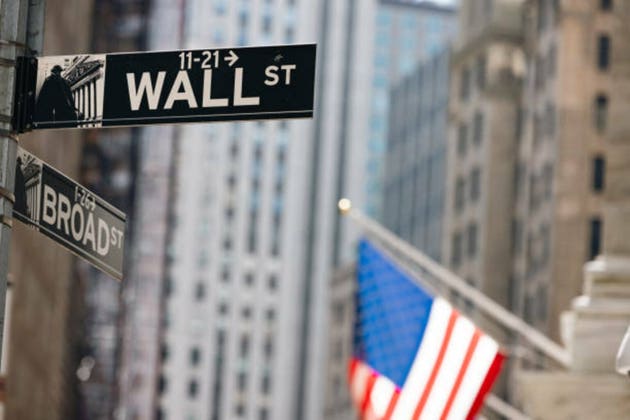 Wall Street road sign in Lower Manhattan, New York City