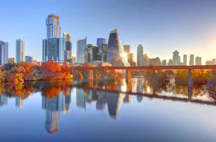 Austin skyline reflection on Lady Bird Lake