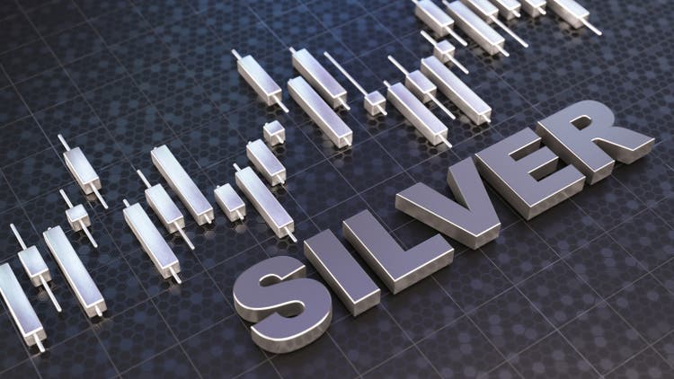 Silver Trading Concept with Stock Market Candle Stick Chart