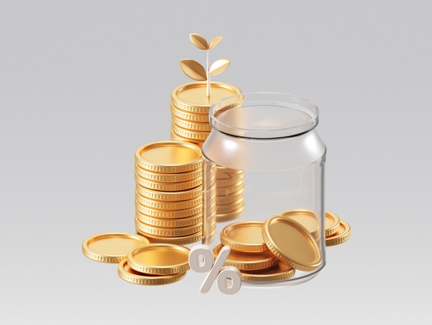 3D Retirement Money with Gold Coins and Financial Planning Elements for Savings and Investment.