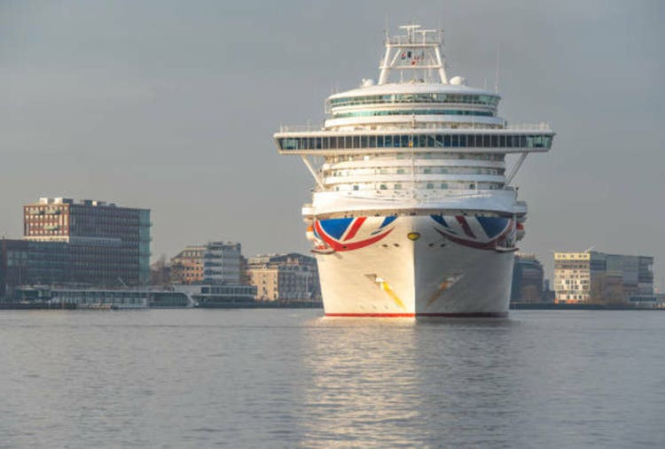 Grand class Cruise Ship MV Ventura approaching The Port of Amsterdam