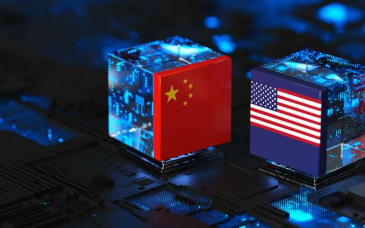 USA United States of America and China Tariff Trade War Economic Conflict, Technology Race