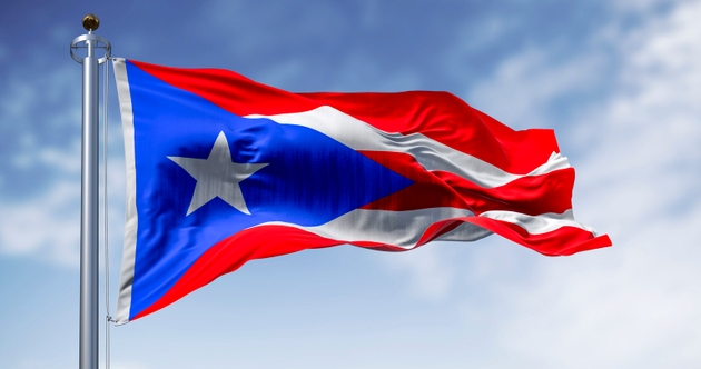 Puerto Rico national flag waving in the wind