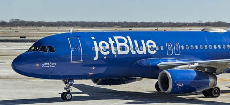 jetBlue airplane on tarmac at JFK international airport in Queens New York City.