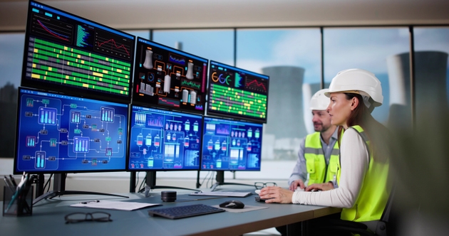 Female Engineer Operates SCADA System