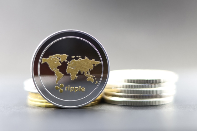 A Ripple XRP cryptocurrency. Concept of cryptocurrencies, tokens, and blockchain