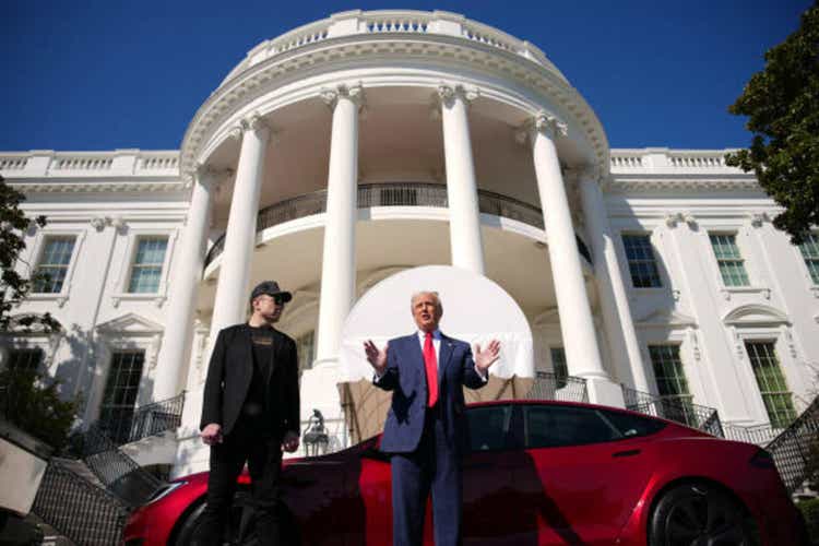 President Trump Speaks Alongside Tesla Vehicles At The White House