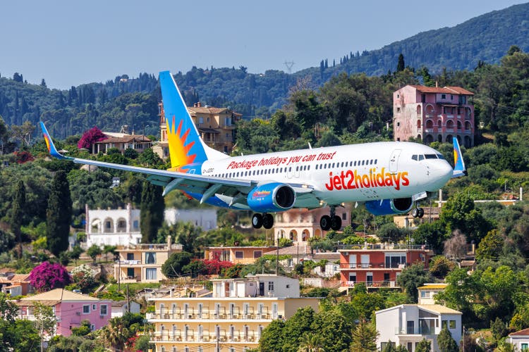 Jet2holidays Boeing 737-800 airplane at Corfu Airport in Greece