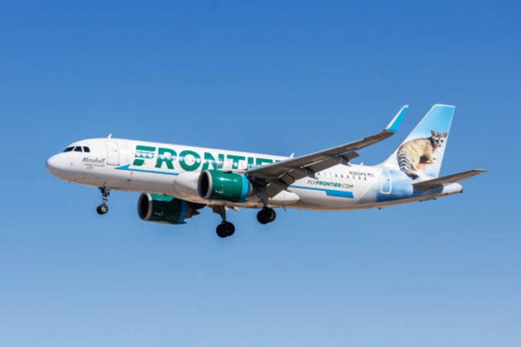 Frontier Airlines Airbus A320neo airplane at Las Vegas Airport in the United States