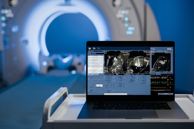 In the MRI or CT control room