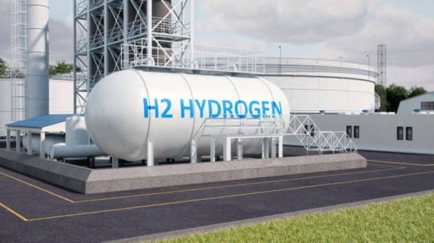 Industrial Hydrogen Storage Tank at Processing Facility